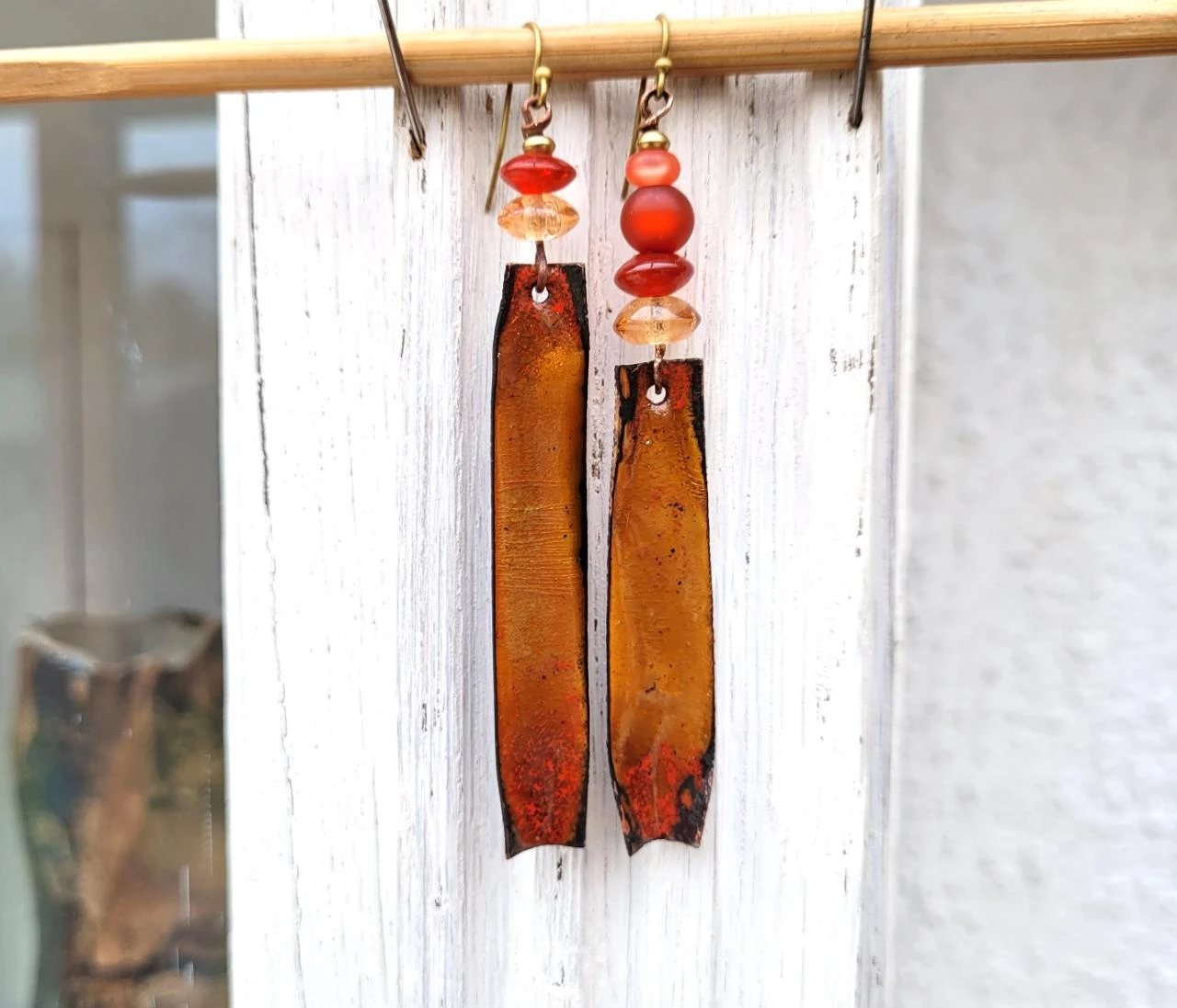 Romantic earrings with enamel charms .. – photo 3